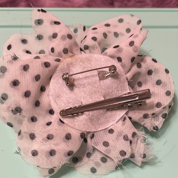 Small Polka Dot Fabric Hair Flower Clip/Pin - Picture 2 of 5